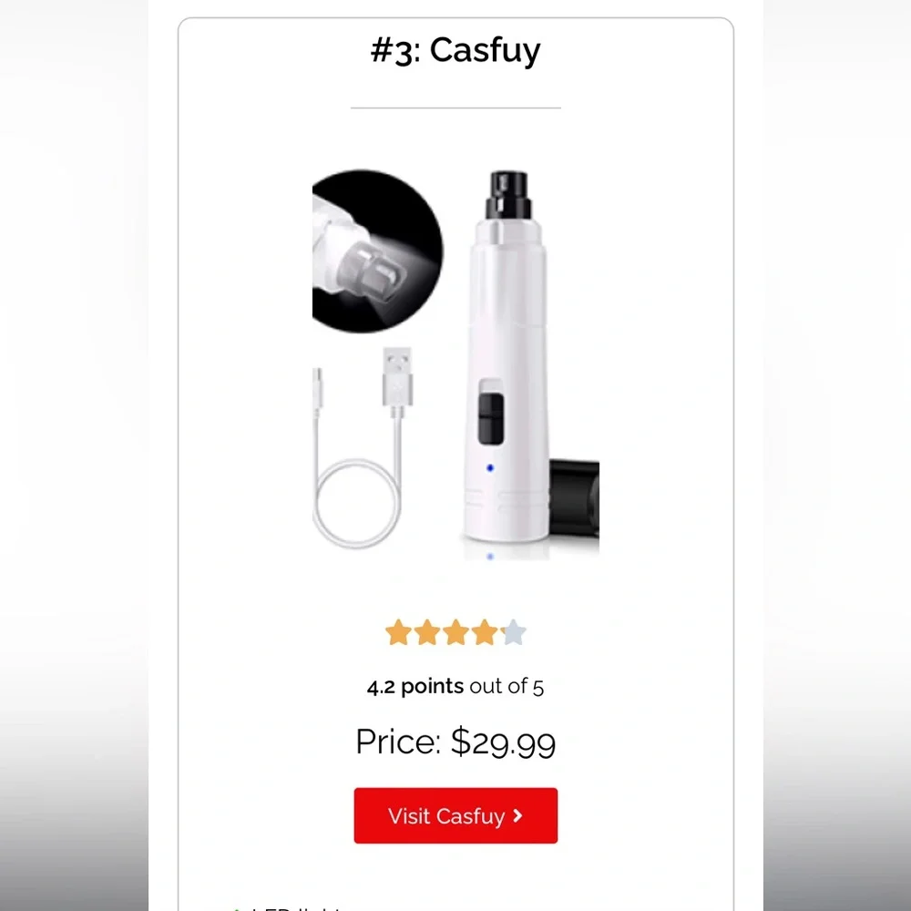 Casfuy Dog Nail Grinder for dogs of all sizes